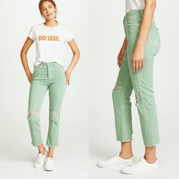 New Mother Superior The Tomcat Chew high rise distressed ankle crop frayed jeans